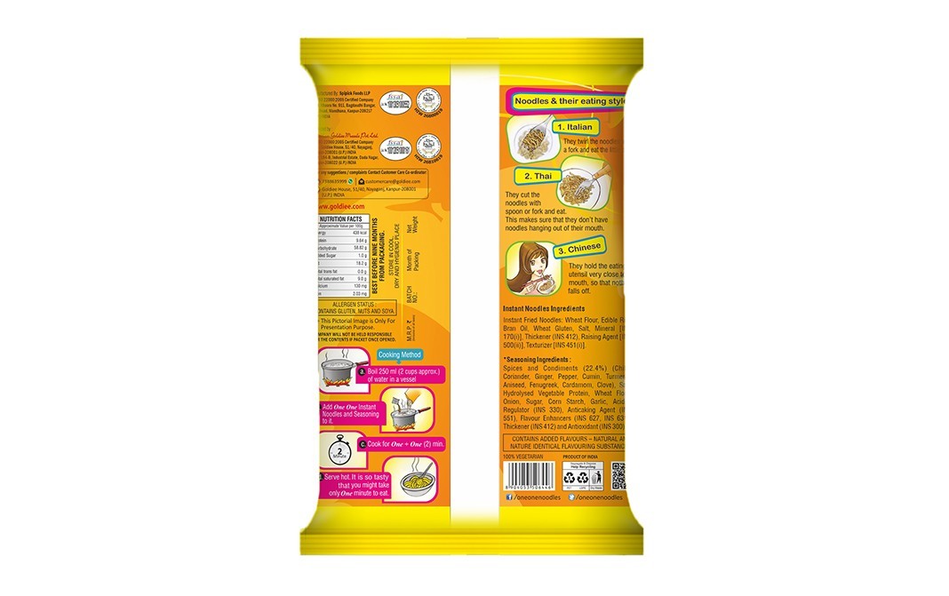 Goldiee One One Instant Noodles Wah Wah Masala   Pack  60 grams